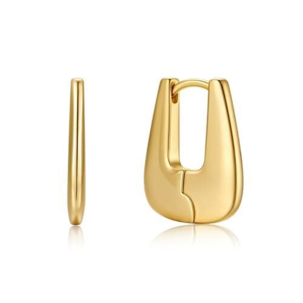 3857 18K Gold Plated Square Earrings U‑Shaped Huggie Hoop Earrings